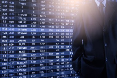 İş adamı borsa finansal ticaret göstergesi adam üzerinde