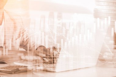 İş adamı borsa finansal ticaret göstergesi adam üzerinde