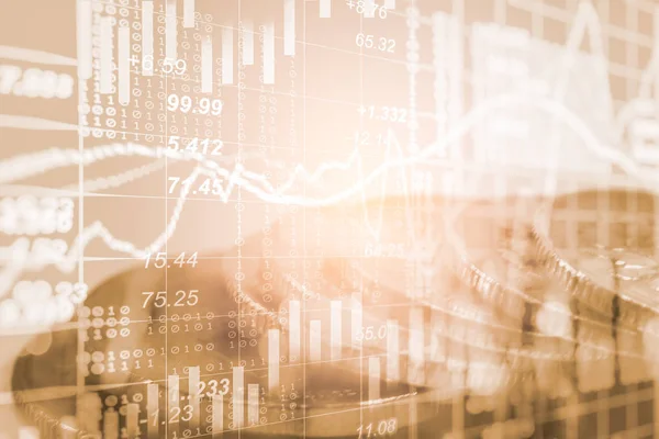 Index Diagram över aktiemarknaden finansiella indikatorn analys på Led. — Stockfoto