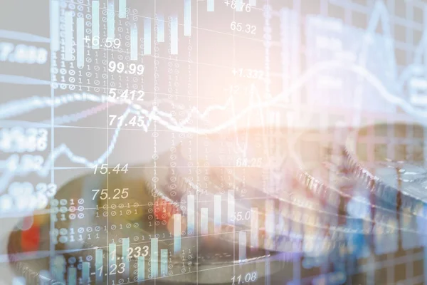 Gráfico de índice del mercado de valores análisis de indicadores financieros en led . — Foto de Stock