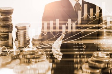 İş adamı borsa finansal ticaret göstergesi adam üzerinde