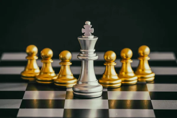 Strategy chess battle Intelligence challenge game on chessboard. — Stock Photo, Image