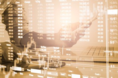 İş adamı borsa finansal ticaret göstergesi adam üzerinde