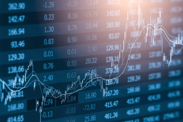 Index graph of stock market financial indicator analysis on LED.