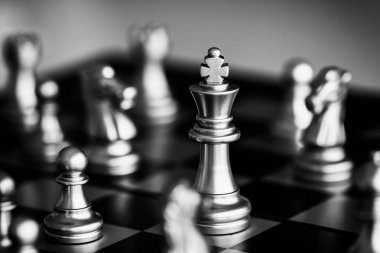 Strateji satranç dövüşü Satranç tahtasında zeka meydan okuma oyunu.