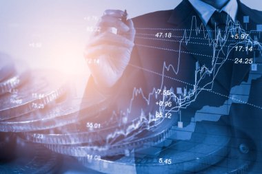 İş adamı borsa finansal ticaret göstergesi adam üzerinde