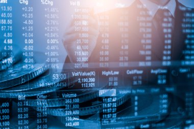 İş adamı borsa finansal ticaret göstergesi adam üzerinde