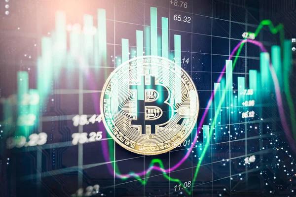 Moderne manier van uitwisseling en bitcoin is handig betaling in de glob — Stockfoto