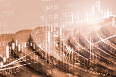 Finansal yatırım konsepti için uygun borsa veya önx ticaret grafiği ve şamdan grafiği. Ekonomik trendler iş fikri ve tüm sanat tasarımı için arka plan. Soyut finans arkaplanı.