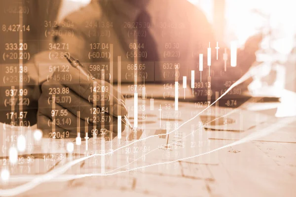 Stock market or forex trading graph and candlestick chart suitab — Stock Photo, Image