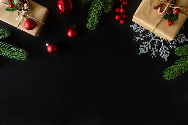 圣诞贺卡背景及节日装饰球, — 图库照片
