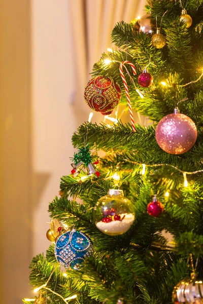 Holiday Christmas card background with festive decoration ball,