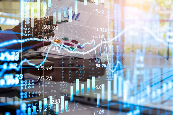 Stock market or forex trading graph and candlestick chart suitab