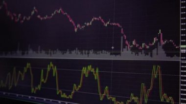 Finansal yatırım konsepti için uygun borsa veya önx ticaret grafiği ve şamdan grafiği. Ekonomik trendler iş fikri ve tüm sanat tasarımı için arka plan. Soyut finans arkaplanı.