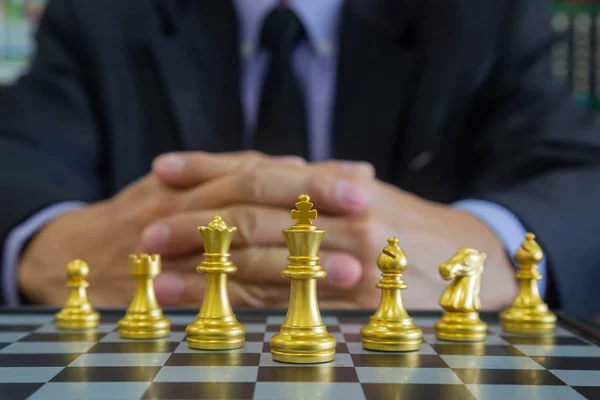 Chess Game Chess Board Business Man Background Business Concept Present — Stock Photo, Image