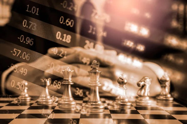 Шахматная Игра Шахматной Доске Фондовом Рынке Графике Торговли Форекс Концепции — стоковое фото