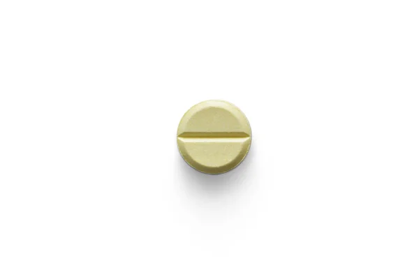 Gelbe Pille Chlorpheniramin Auf Weißem Hintergrund Mit Schneideweg Chlorpheniramin Ist — Stockfoto