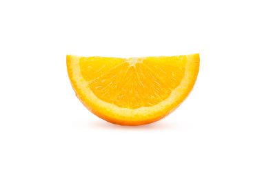 Quarter sliced piece of fresh organic navel orange in perfect shape on white isolated background with clipping path. Orange have high vitamin c, sweet and delicious taste. Fresh fruit concept. clipart