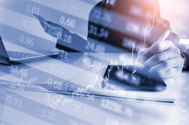 Finansal yatırım konsepti için uygun borsa veya önx ticaret grafiği ve şamdan grafiği. Ekonomik trendler iş fikri ve tüm sanat tasarımı için arka plan. Soyut finans arkaplanı.