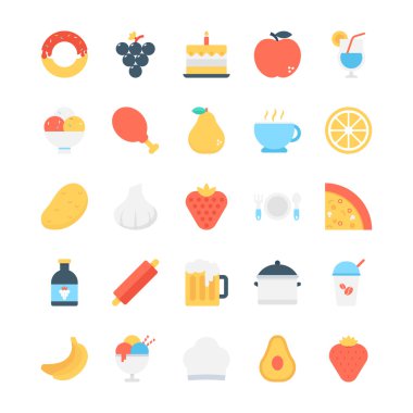 Gıda vektör simgeler 5 renkli