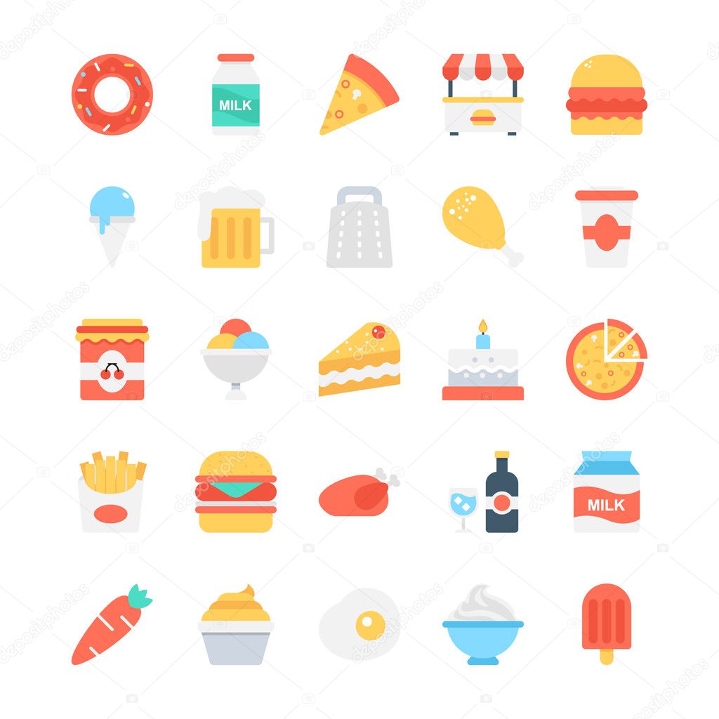 Food Colored Vector Icons 1