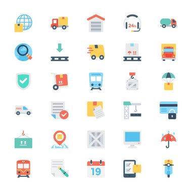 Global lojistik vektör simgesi 5 renkli