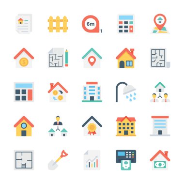 Emlak vektör simgeler 4 renkte
