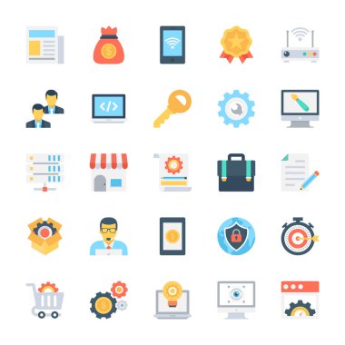 Tasarım ve geliştirme vektör simgeler 5 renkli