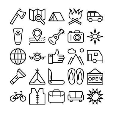 Yaz ve seyahat vektör simgeler 3