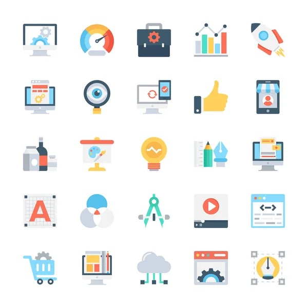 Ontwerp en ontwikkeling gekleurde Vector Icons 2 — Stockvector