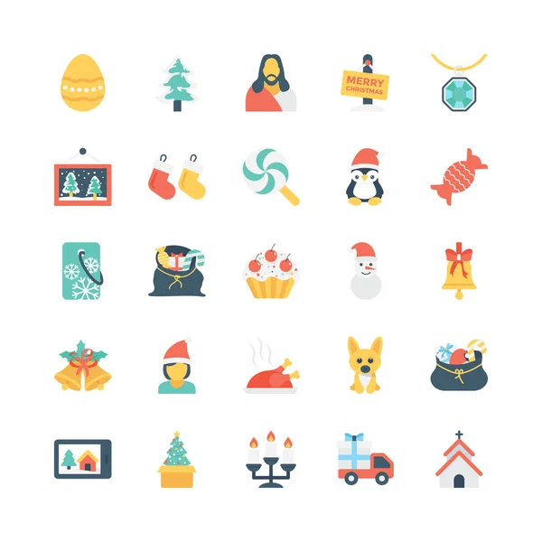 Icônes vectorielles colorées de Noël 3 — Image vectorielle