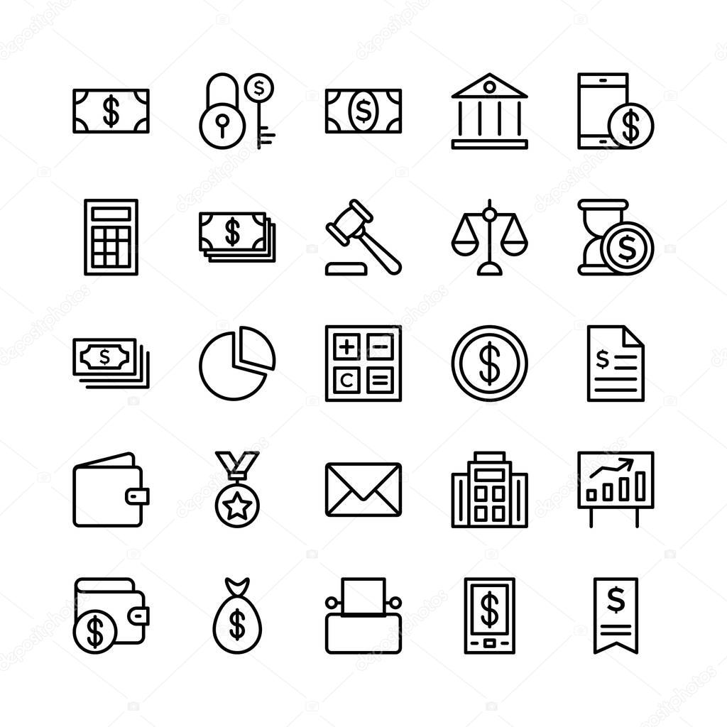 Banking and Finance Outline Vector Icons 1