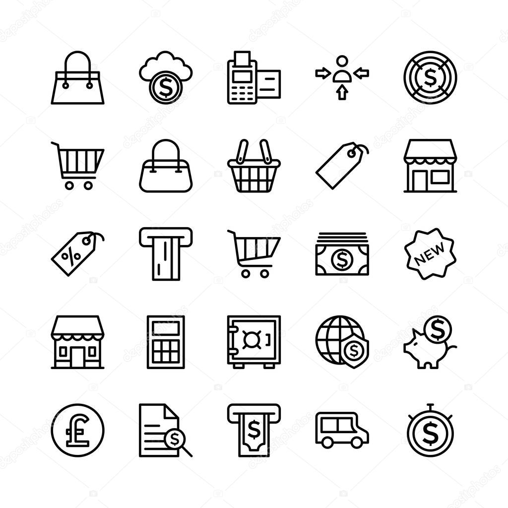 Banking and Finance Outline Vector Icons 4