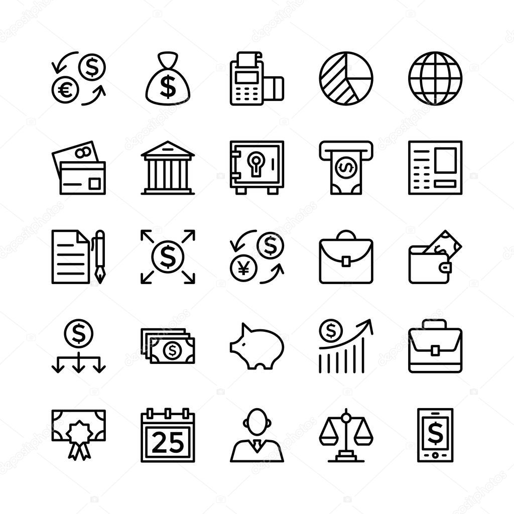 Banking and Finance Outline Vector Icons 5