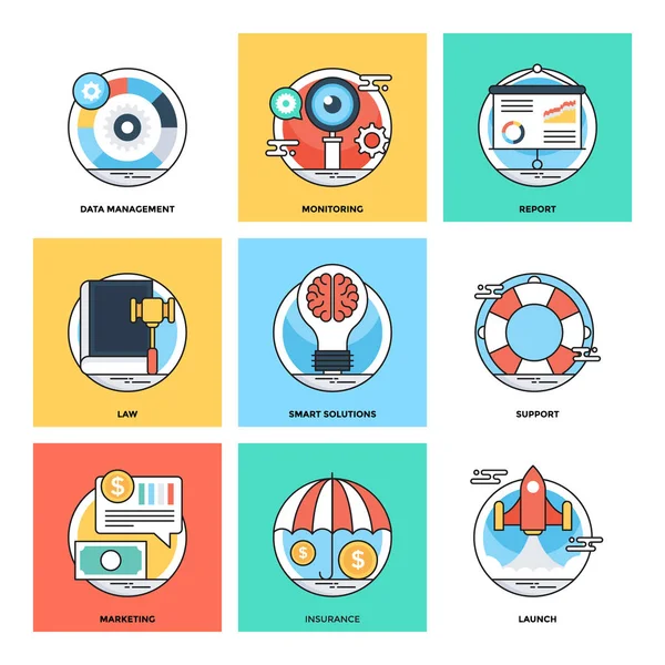 Düz renkli tasarım kavramları vektör simgeler 14