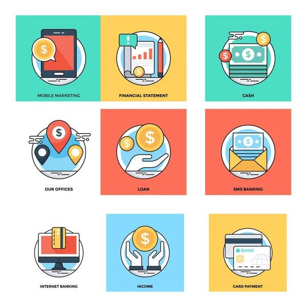 Düz renkli tasarım kavramları vektör simgeler 16