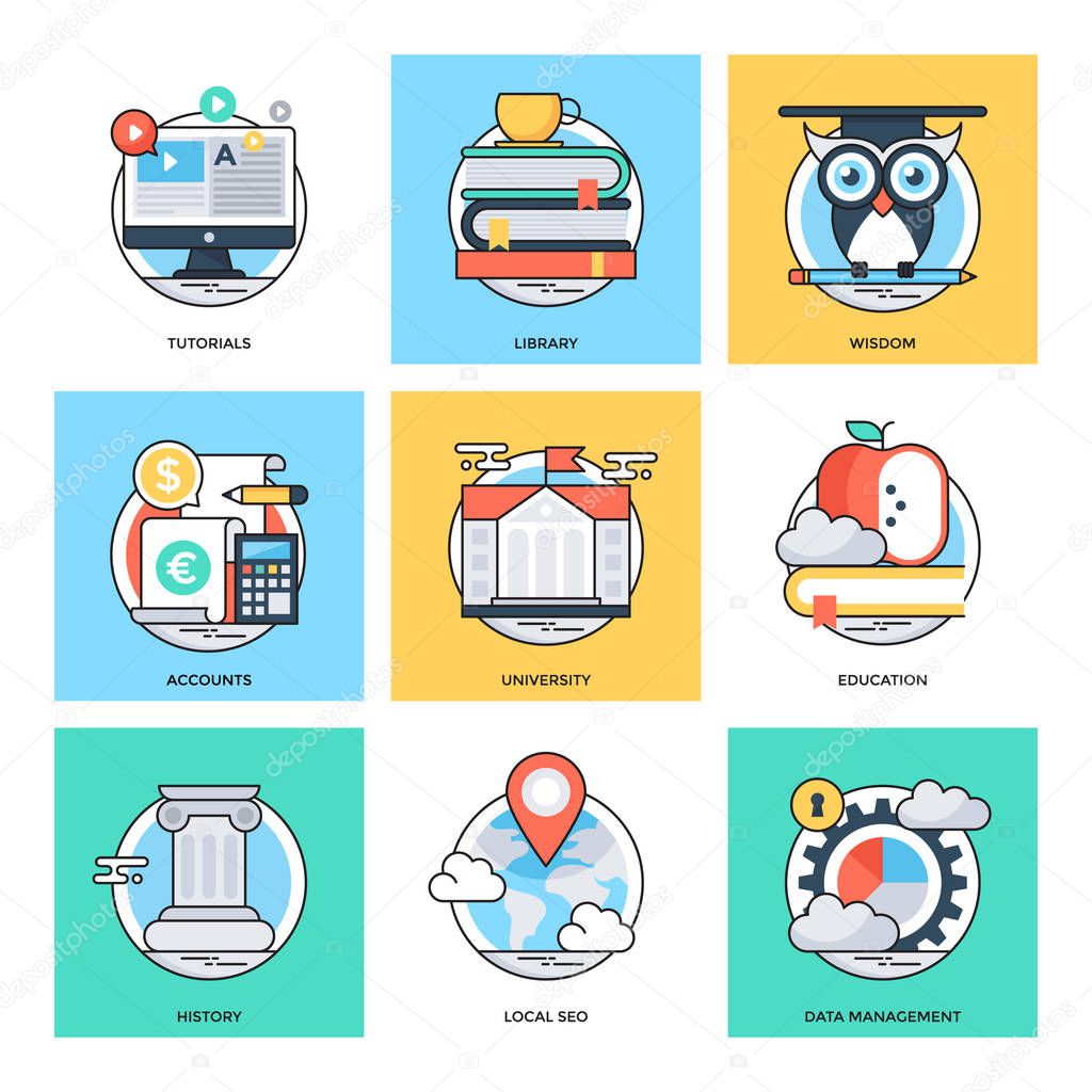 Flat Color Line Design Concepts Vector Icons 26