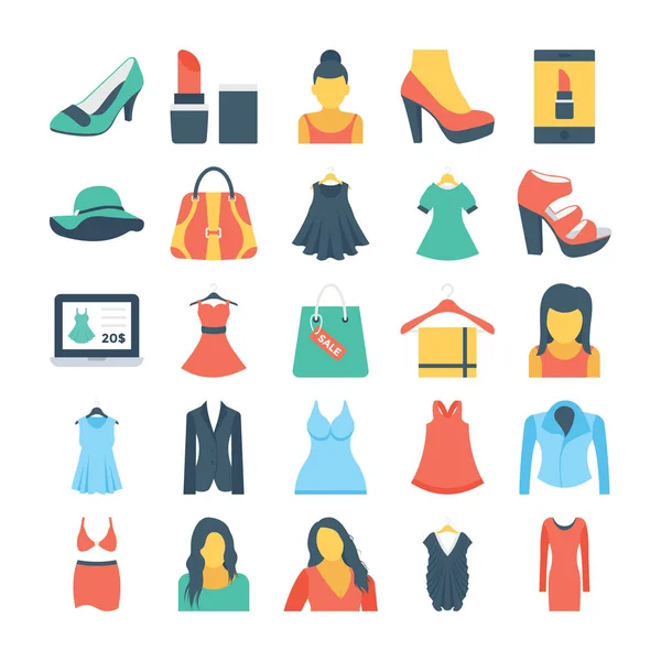 Mode en kleding gekleurde Vector Icons 1 — Stockvector