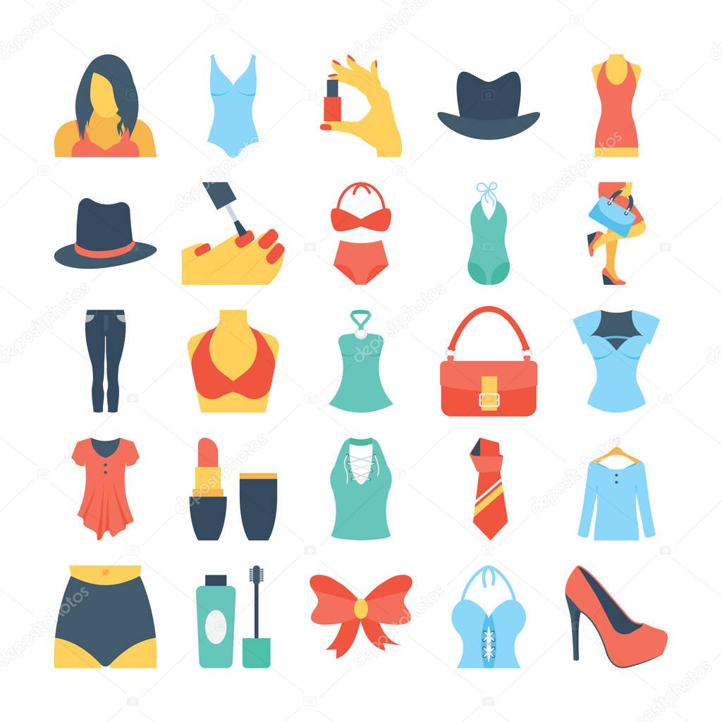Fashion and Clothes Colored Vector Icons 7