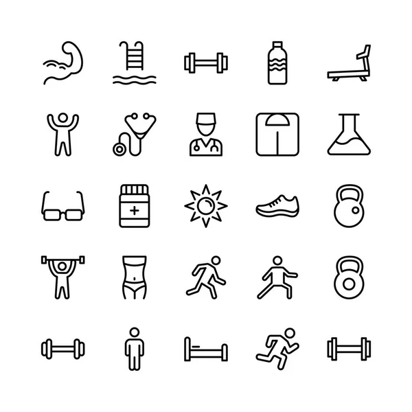 Medical, Health and Fitness Line Vector Icons 7 — Stock Vector