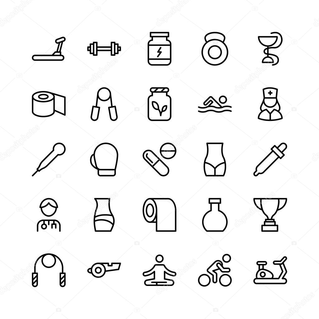 Medical, Health and Fitness Line Vector Icons 5