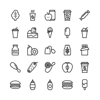 Gıda çizgi vektör simgeler 21