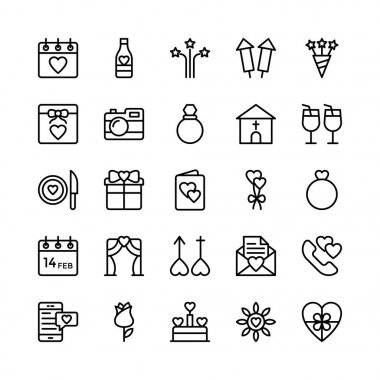 Sevgi ve Sevgililer çizgi vektör simgeler 6