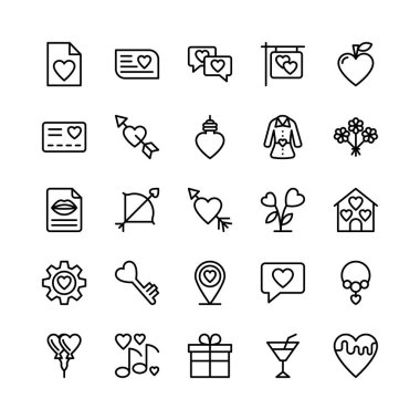 Sevgi ve Sevgililer çizgi vektör simgeler 5