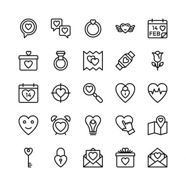 Love and Valentine Line Vector Icons 9 clipart