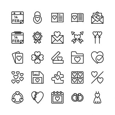 Sevgi ve Sevgililer çizgi vektör simgeler 13