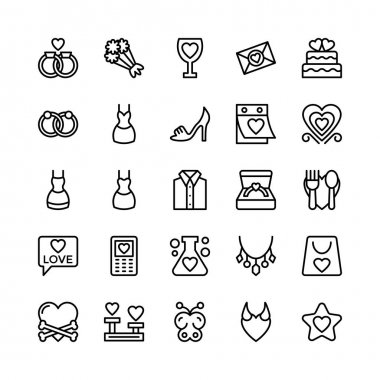 Sevgi ve Sevgililer çizgi vektör simgeler 14