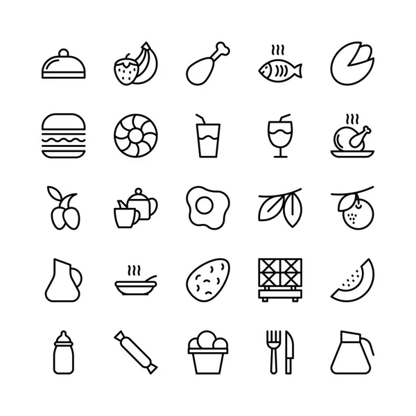 Línea alimenticia Vector Iconos 7 — Vector de stock