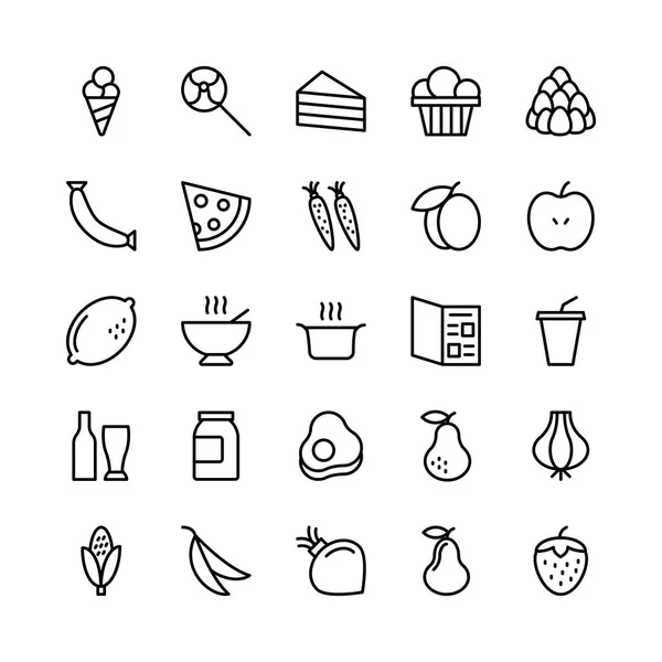 Línea alimenticia Vector Iconos 5 — Vector de stock