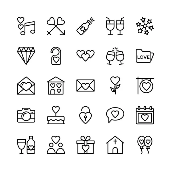 Amor y San Valentín línea Vector iconos 2 — Archivo Imágenes Vectoriales